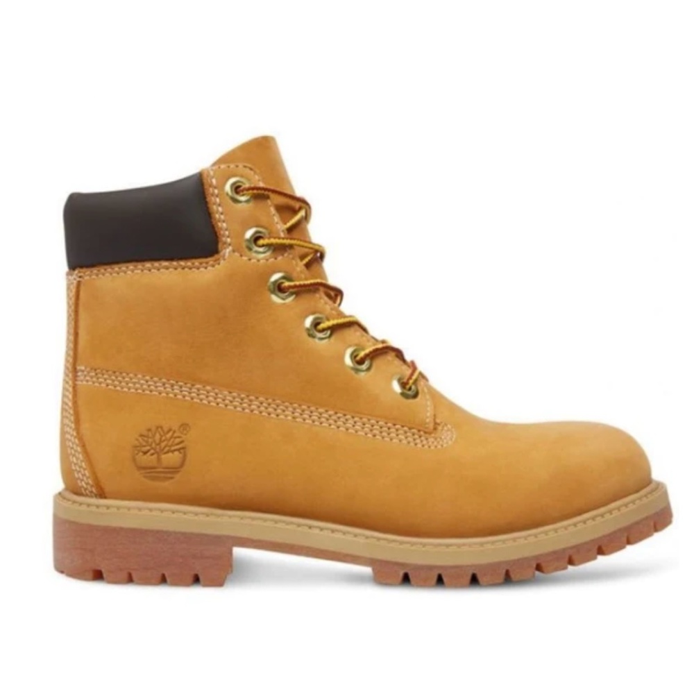 Timberland Youth 6-Inch Premium Waterproof Boot in Wheat Nubuck